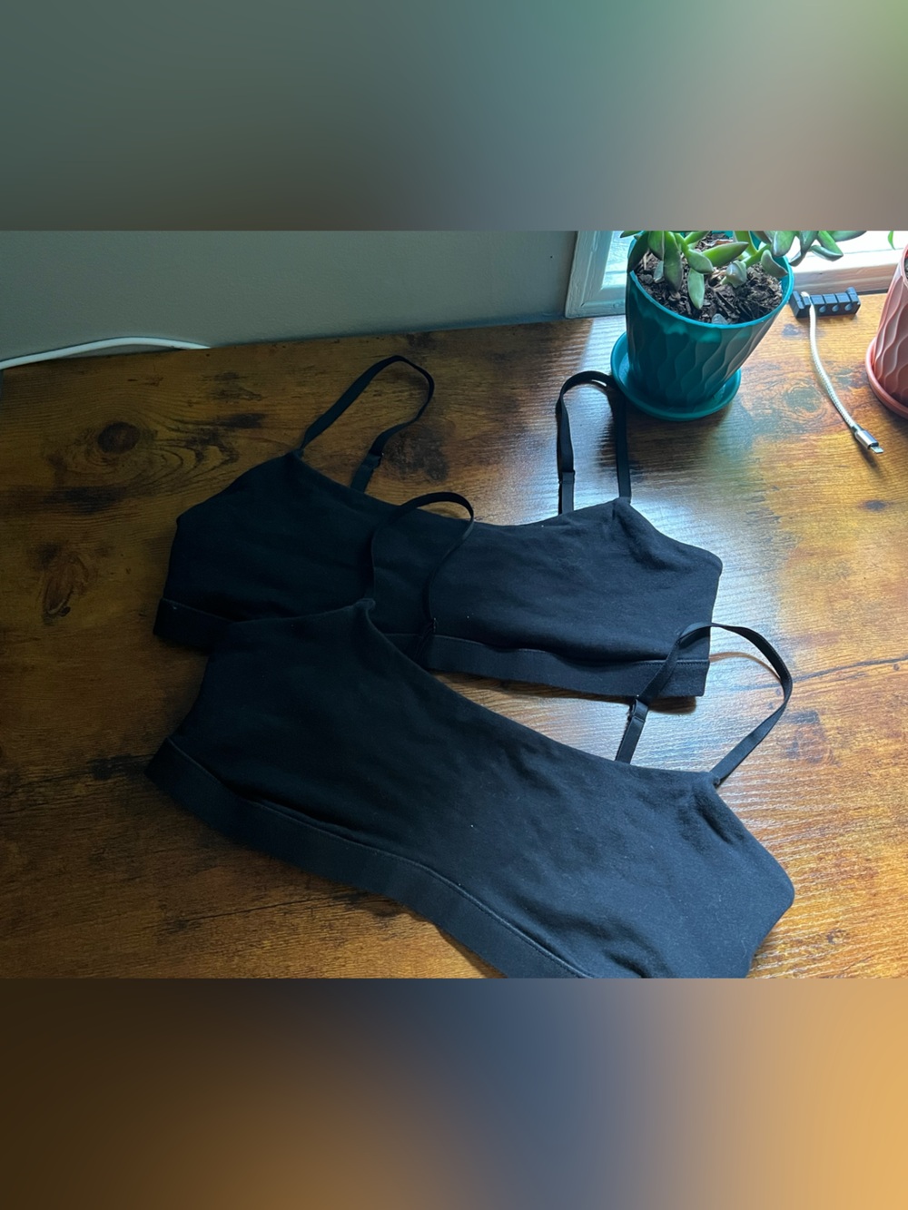 Quince organic cotton bralettes